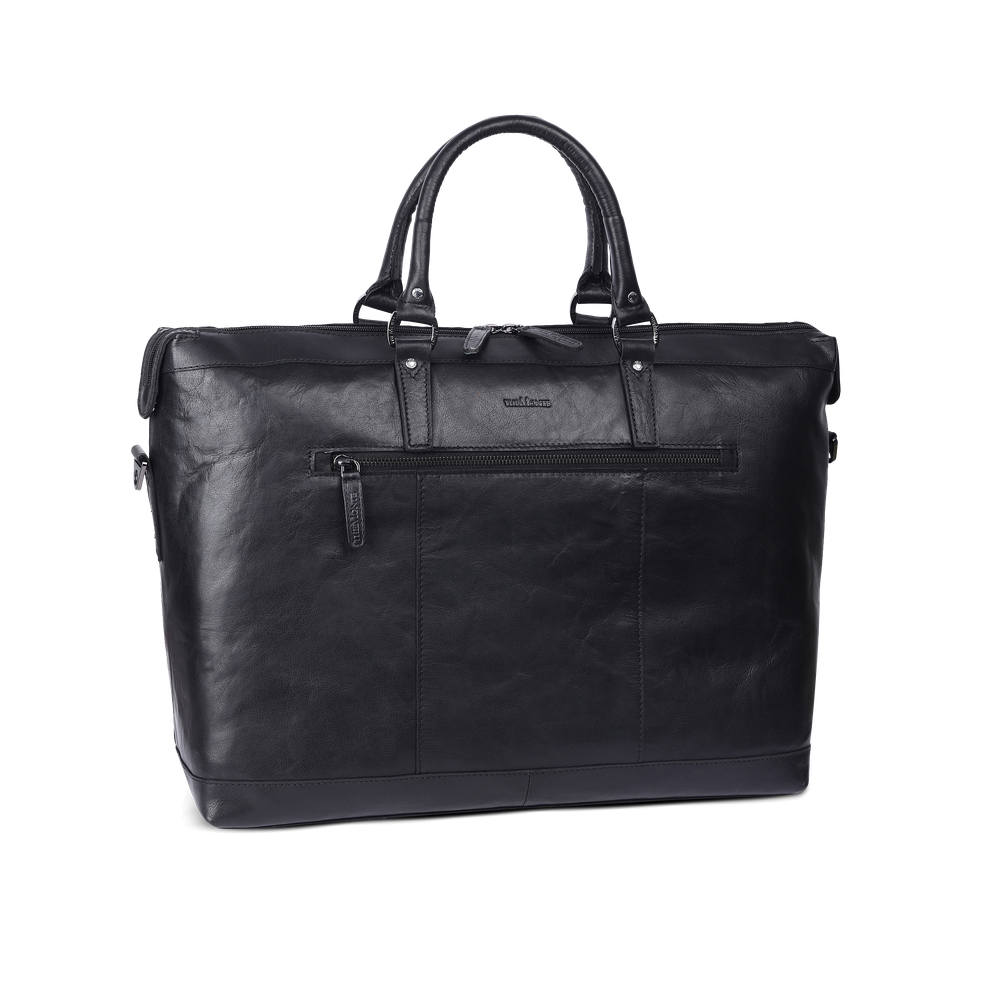 Weekend bag plass til 16" laptop, i skinn, 35 L