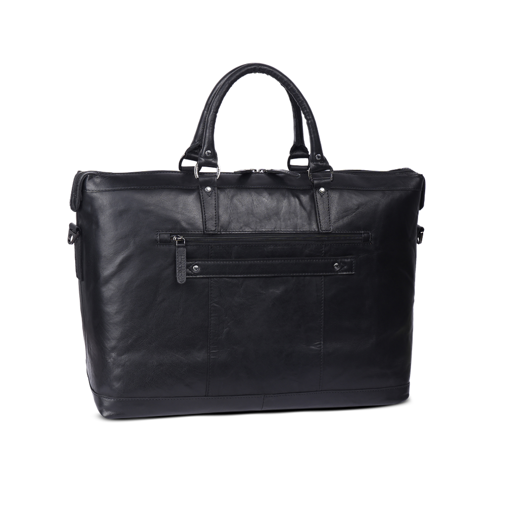 Weekend bag plass til 16" laptop, i skinn, 35 L