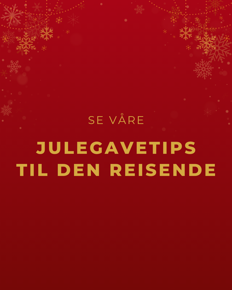julegavetips til den reisende - rød banner med gul text