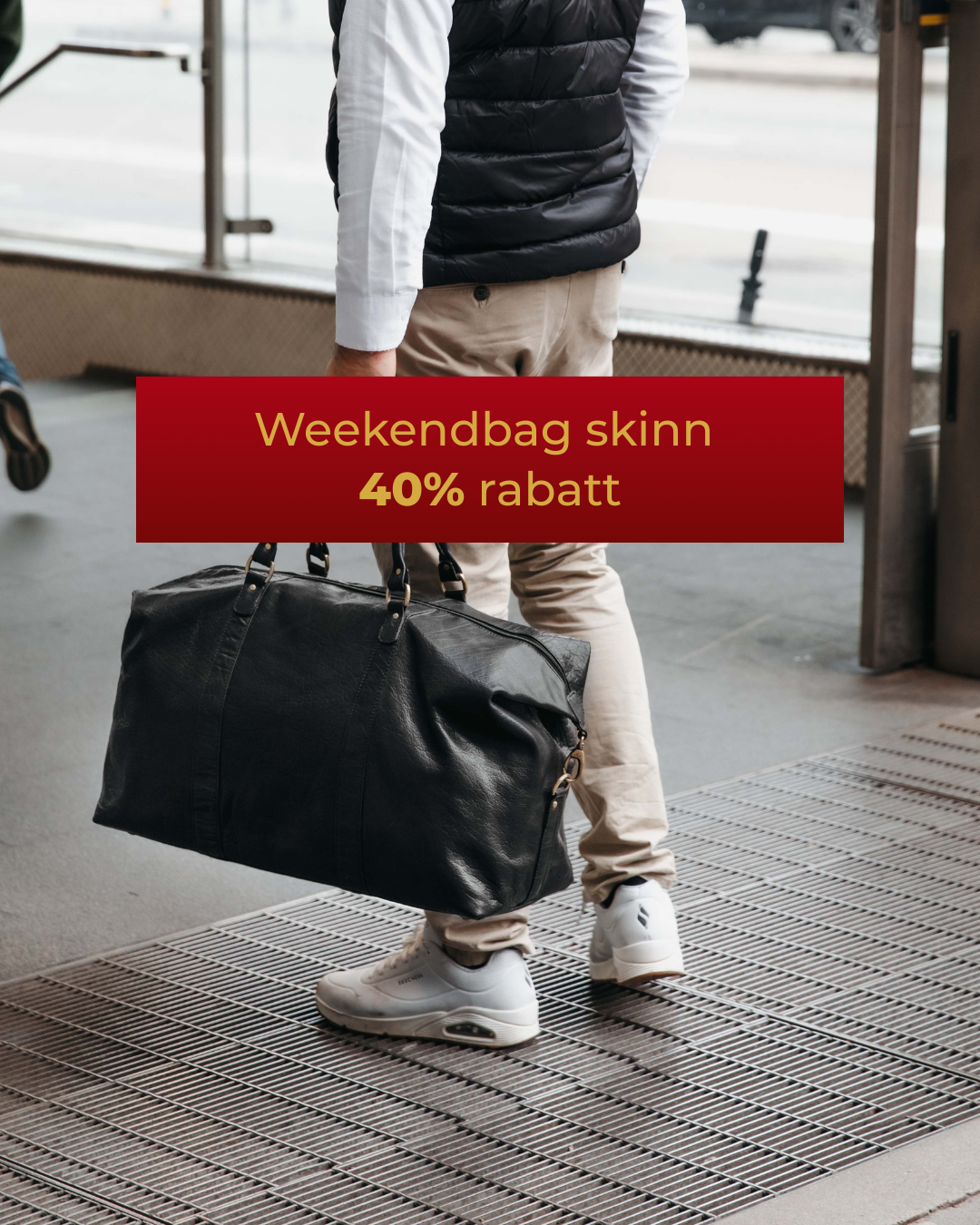 svart weekendbag på kampanje 40% rabatt