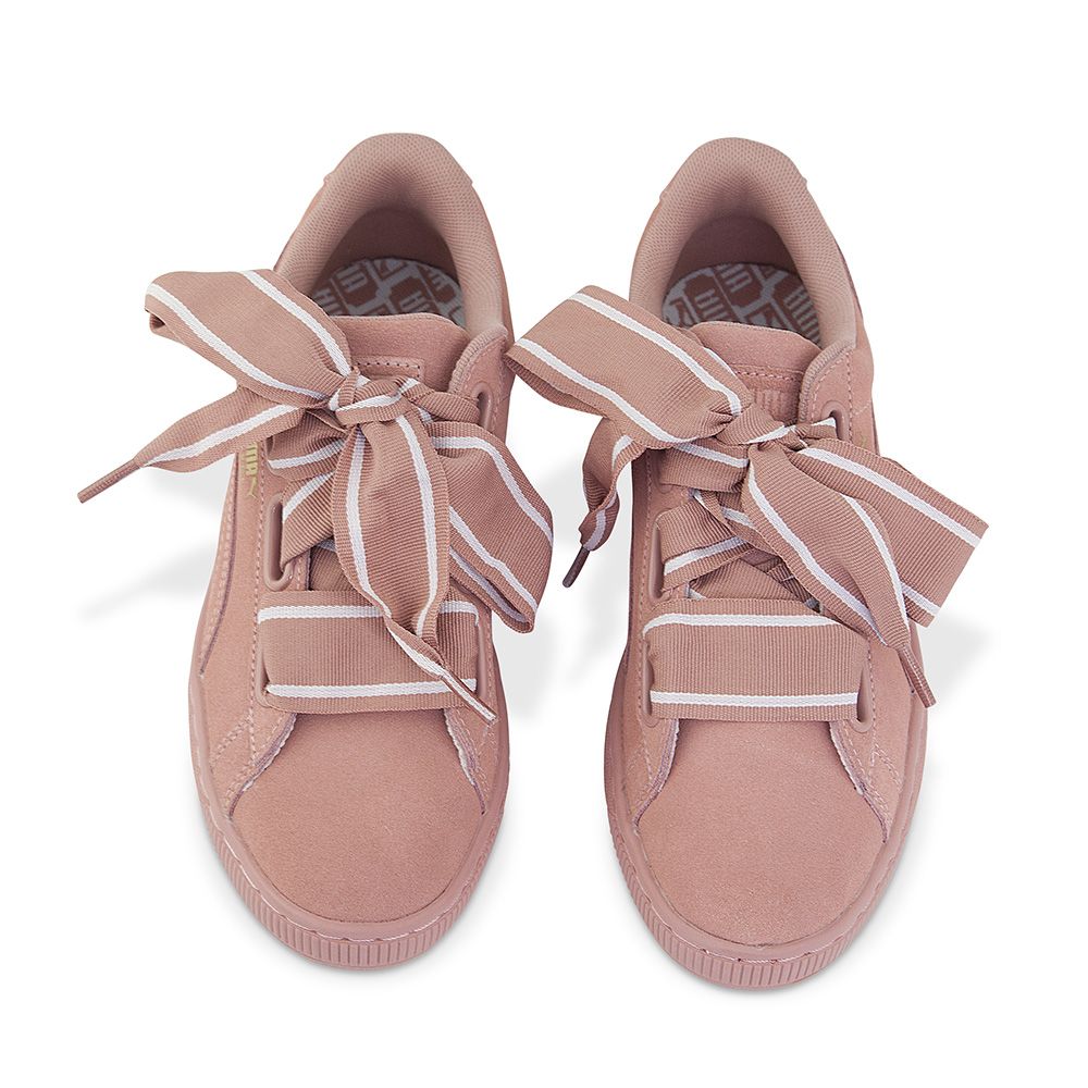 Suede Heart Satin Sneakers Rosa