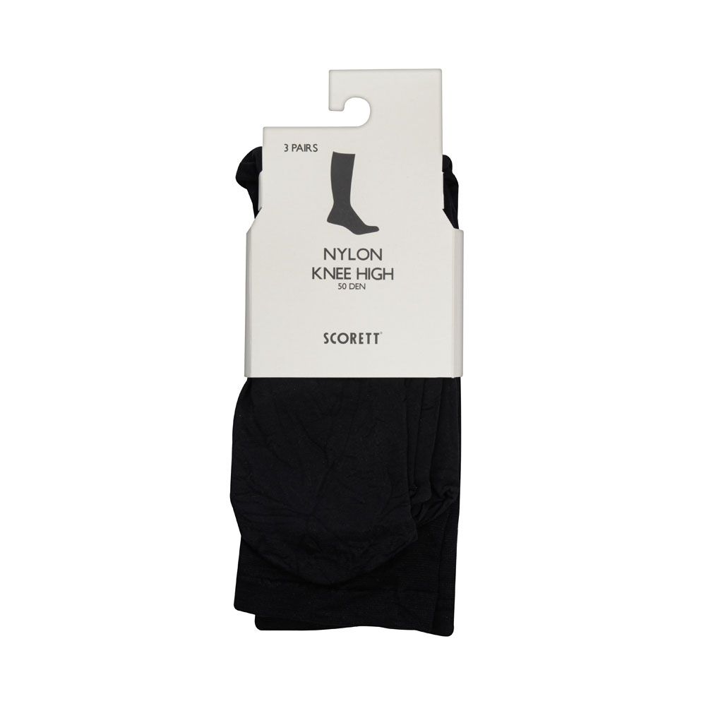 Nylon Knee High 50 Den 3-pack Svart