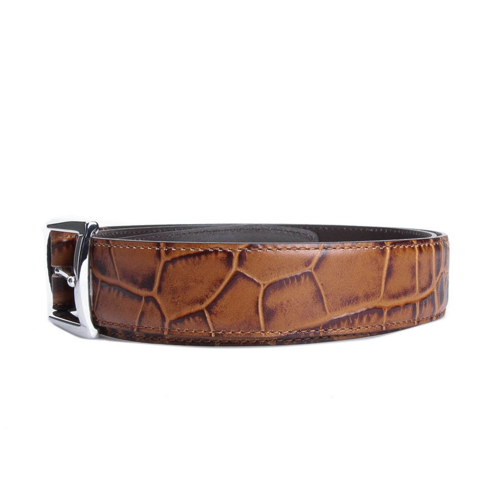 Cintura Skärp Läder Crocko Cognac