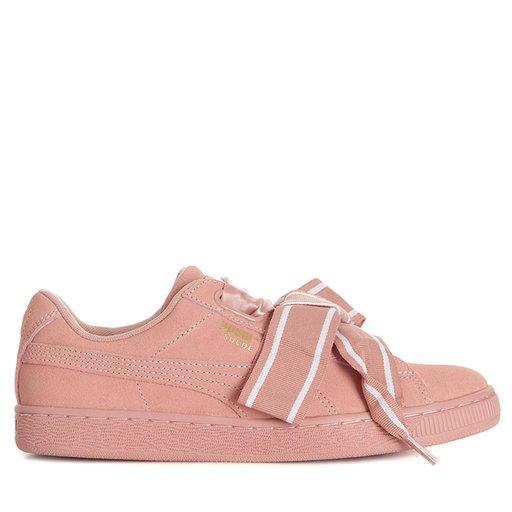 Suede Heart Satin Sneakers Rosa