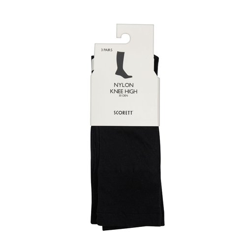 Nylon Knee High 30 Den 3-pack Svart