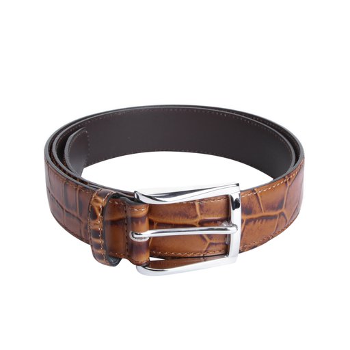 Cintura Skärp Läder Crocko Cognac