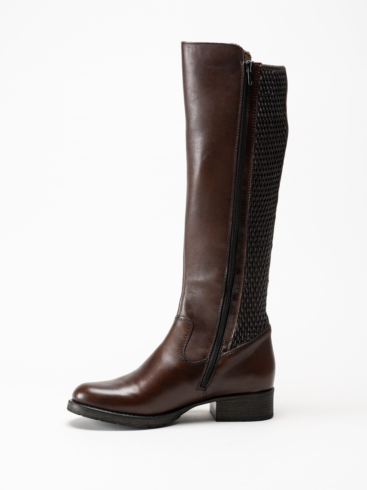 Rieker - Bruna höga stövlar i skinn med strech