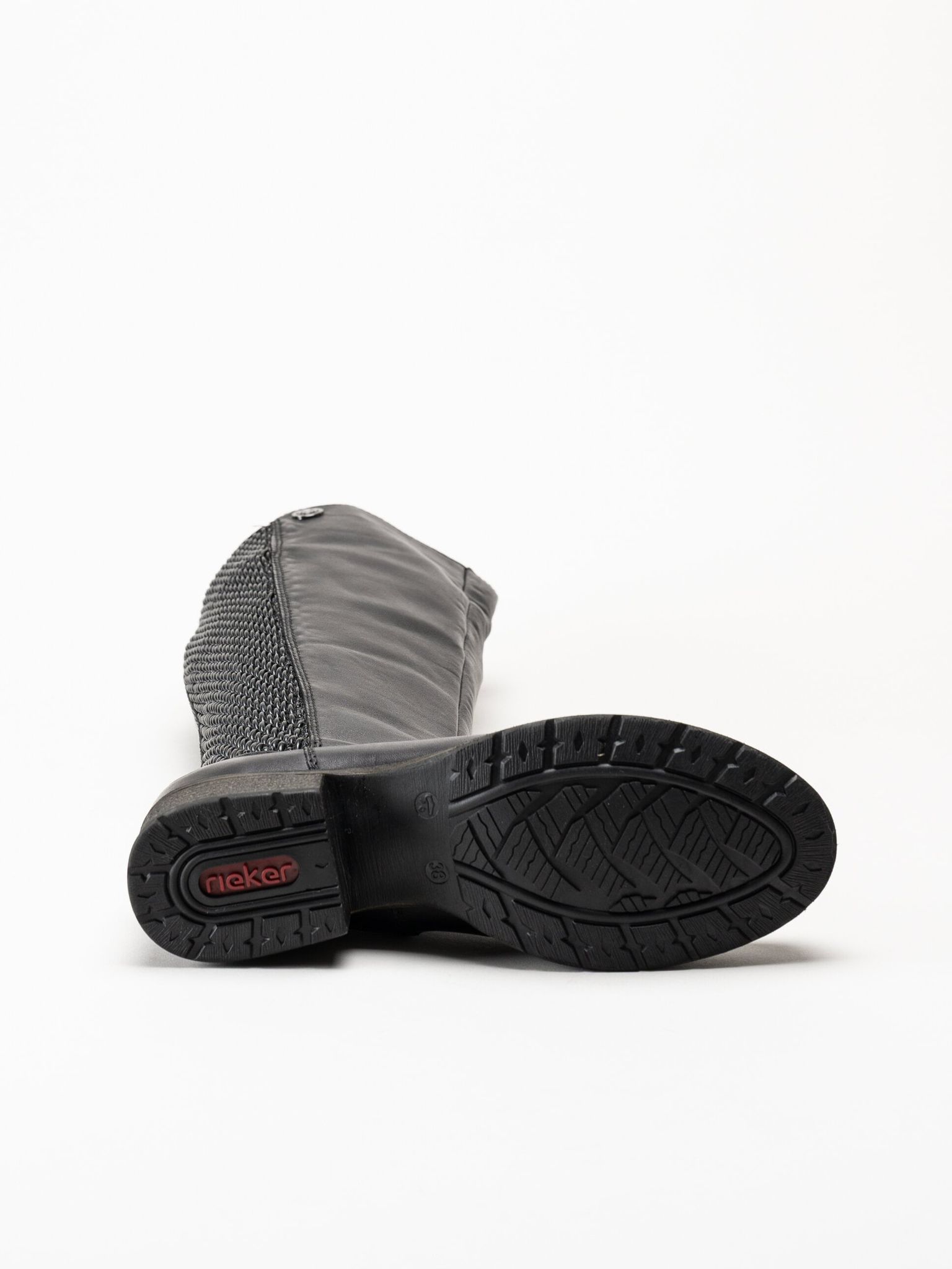 Rieker - Svarta höga stövlar i skinn med strech