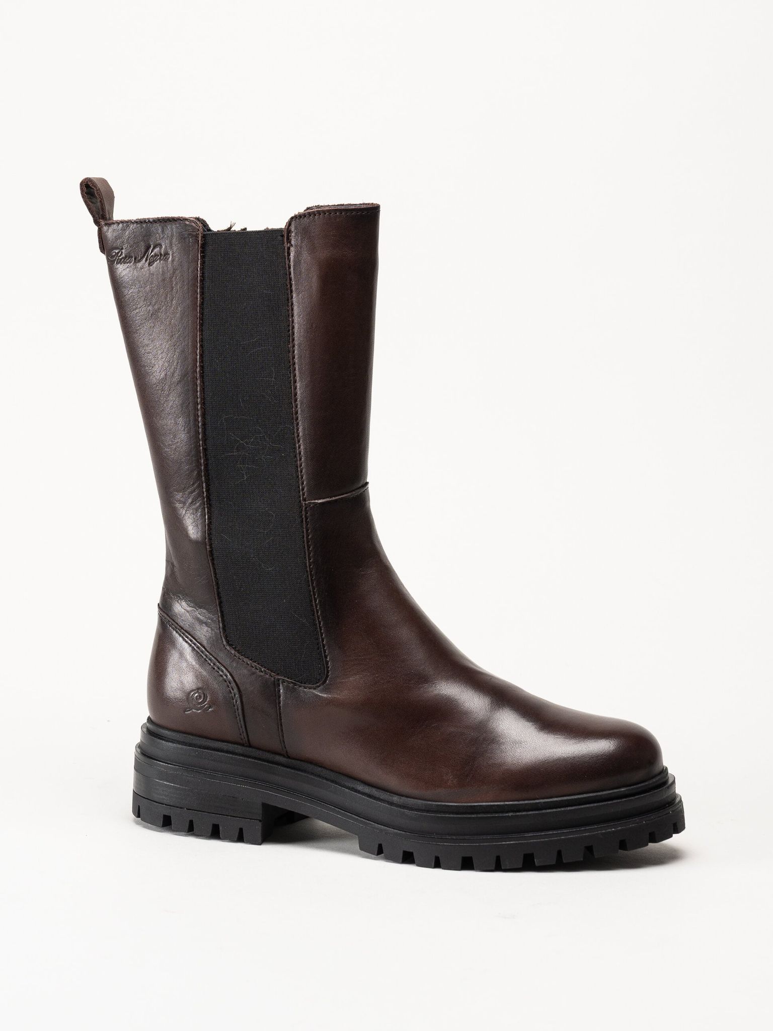 Rosa Negra - Mörkbruna höga resårboots i skinn