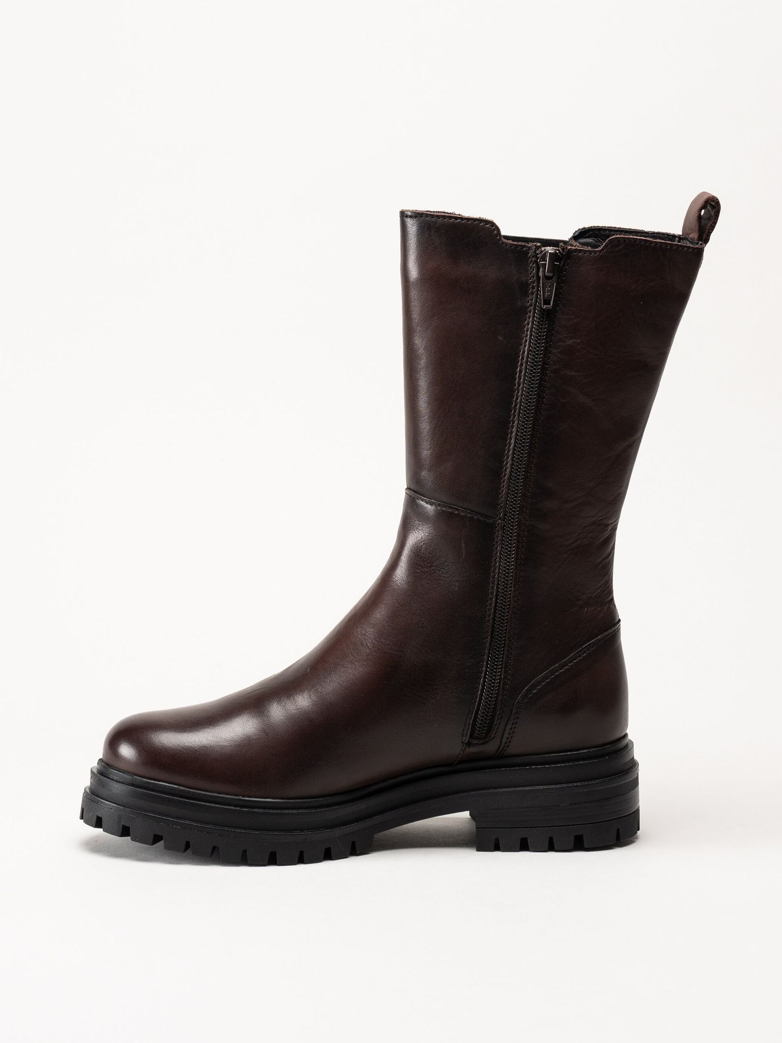 Rosa Negra - Mörkbruna höga resårboots i skinn