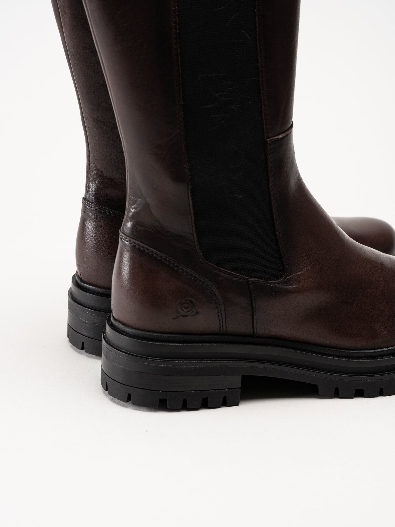 Rosa Negra - Mörkbruna höga resårboots i skinn