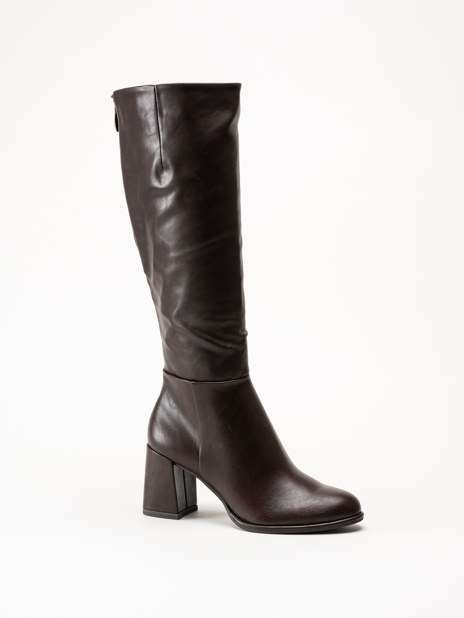 Tamaris - Bruna högklackade stövlar i skinnimitation