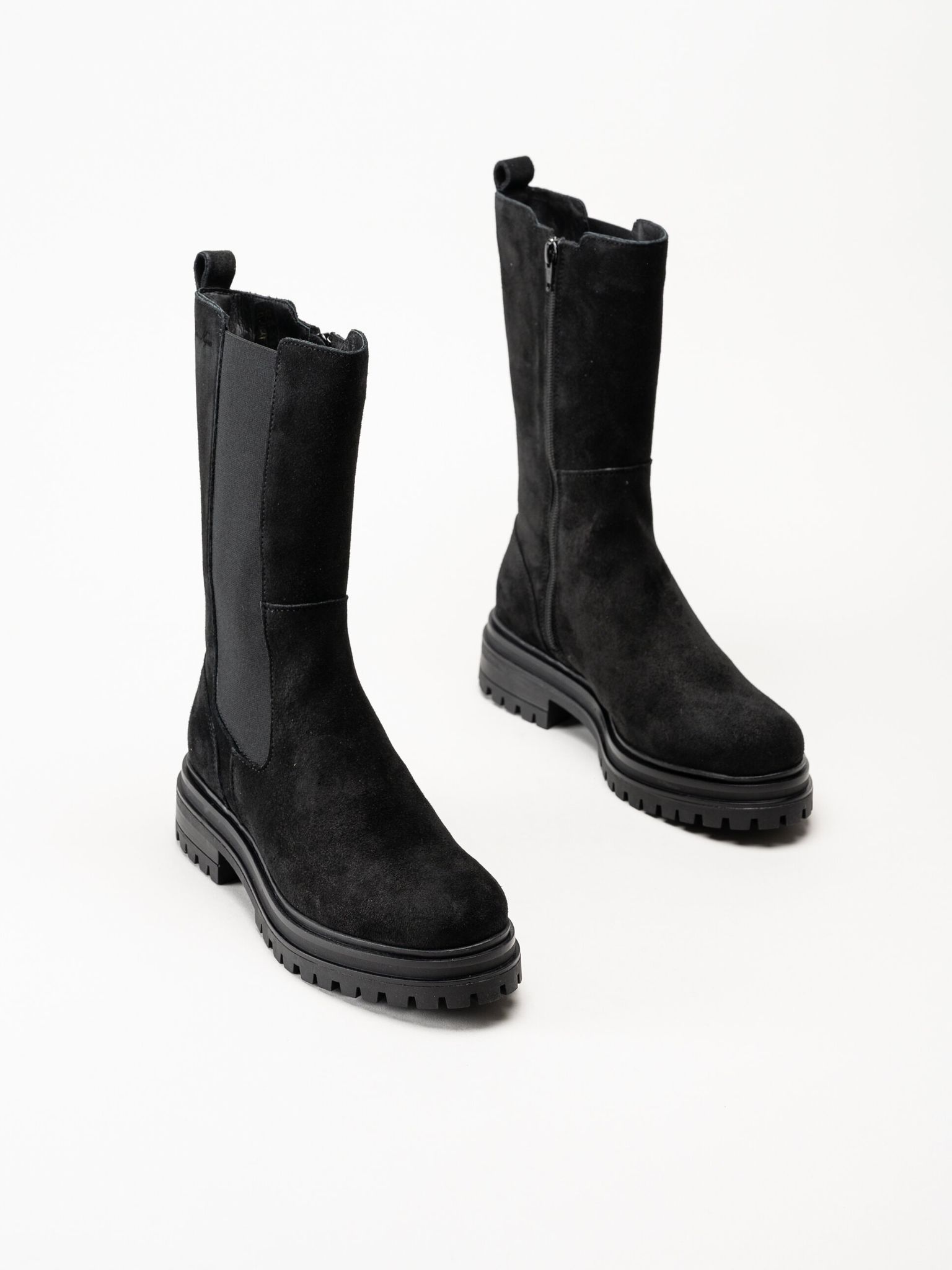 Rosa Negra - Svarta höga resårboots i mocka