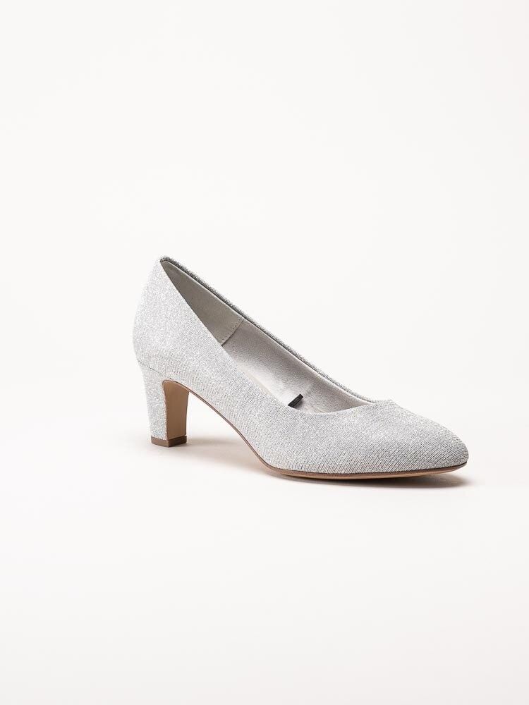 Tamaris - Silverglittriga pumps i textil