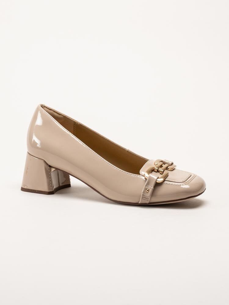 Clarks - Nyta45 Court D - Ljusbeige pumps i skinn-lack
