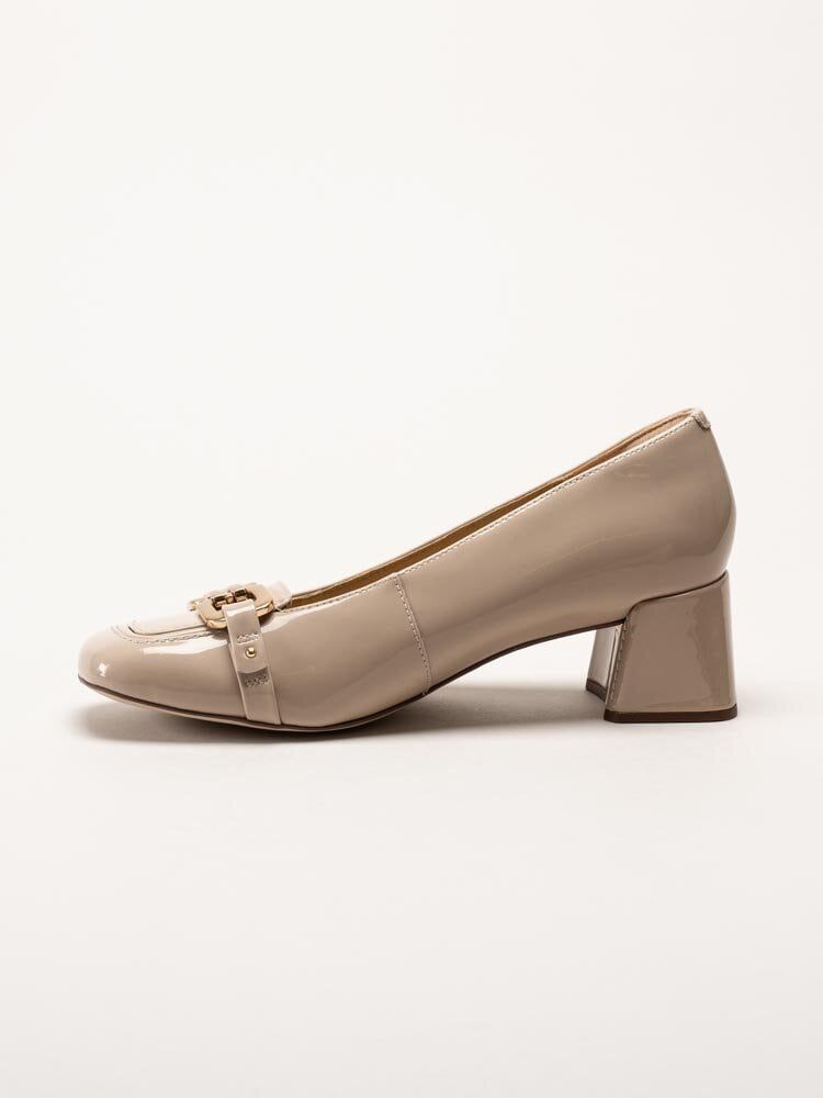 Clarks - Nyta45 Court D - Ljusbeige pumps i skinn-lack