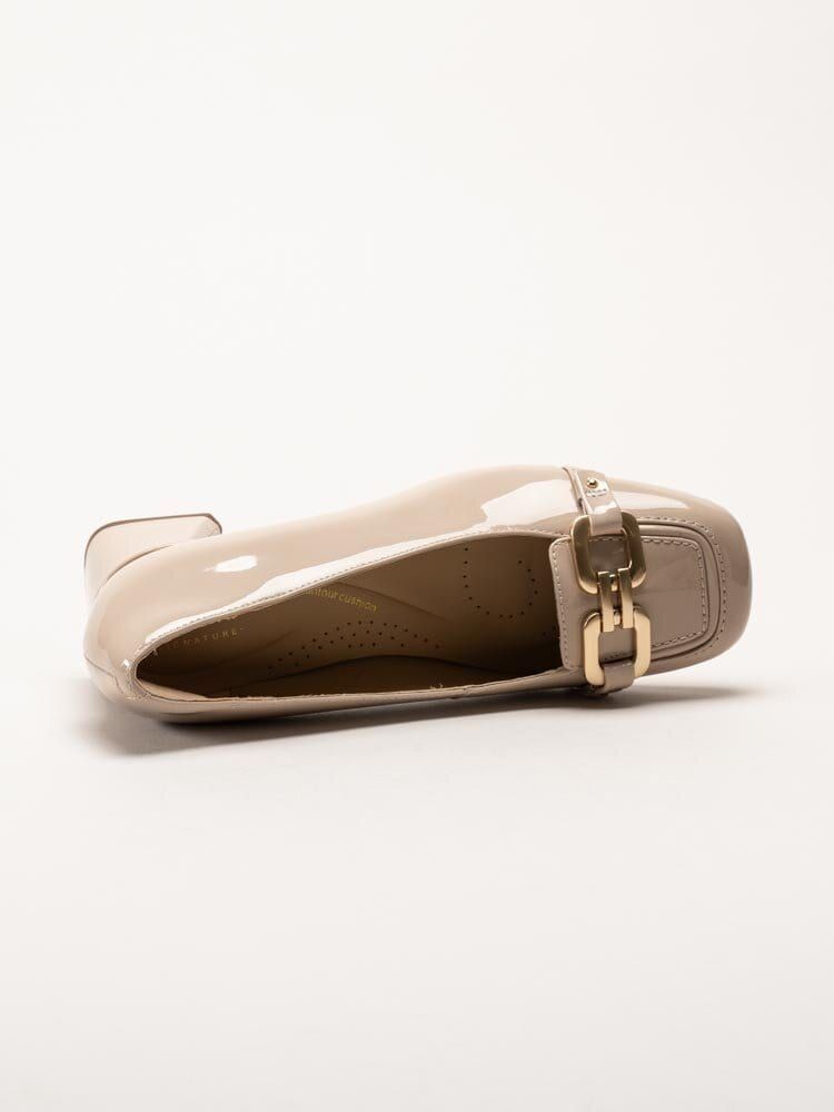 Clarks - Nyta45 Court D - Ljusbeige pumps i skinn-lack