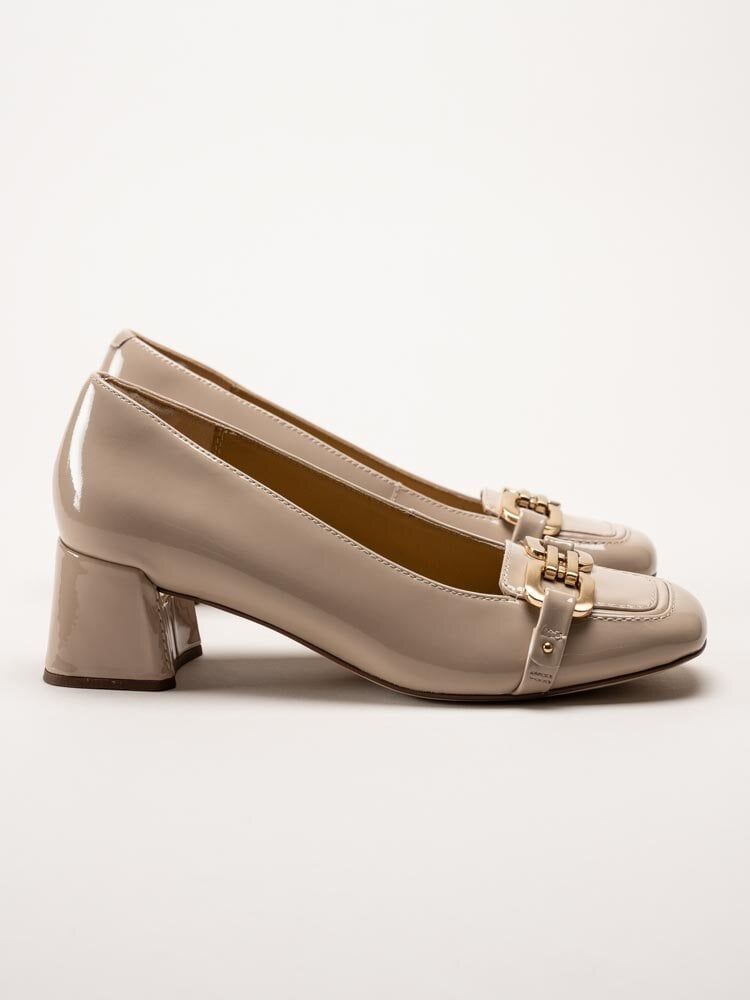 Clarks - Nyta45 Court D - Ljusbeige pumps i skinn-lack