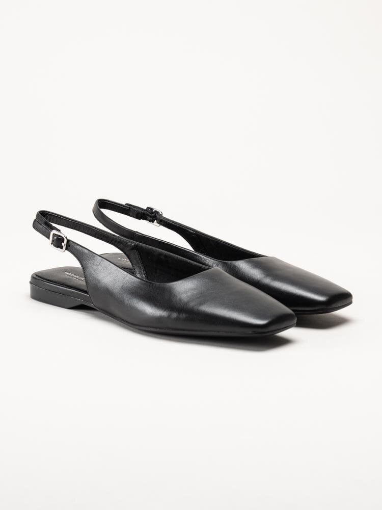Delia - Svarta slingbacks i skinn
