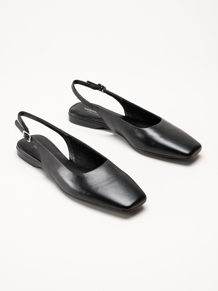 Delia - Svarta slingbacks i skinn