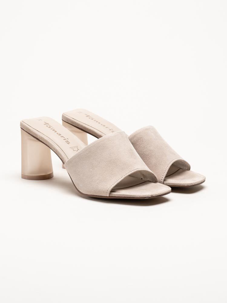 Tamaris - Beige slip in sandaletter i mocka