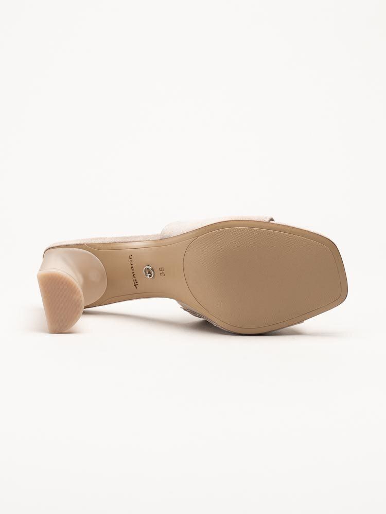 Tamaris - Beige slip in sandaletter i mocka