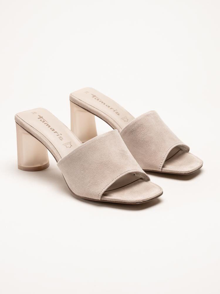 Tamaris - Beige slip in sandaletter i mocka