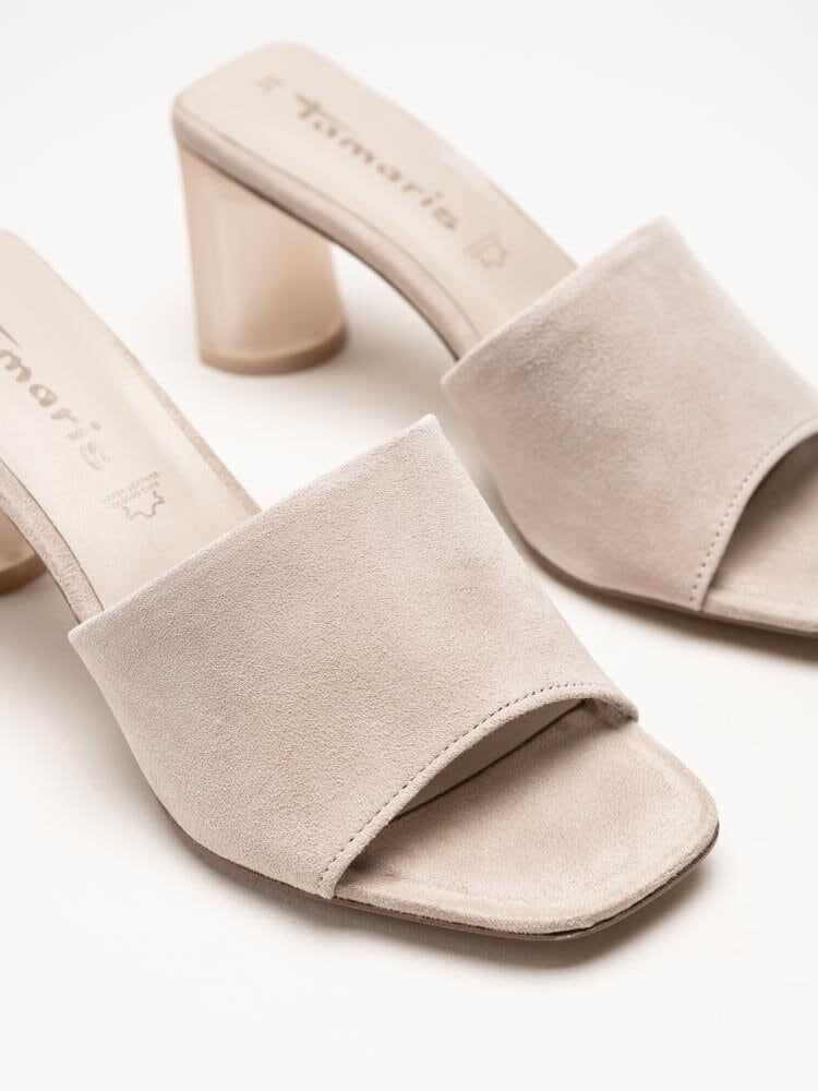 Tamaris - Beige slip in sandaletter i mocka