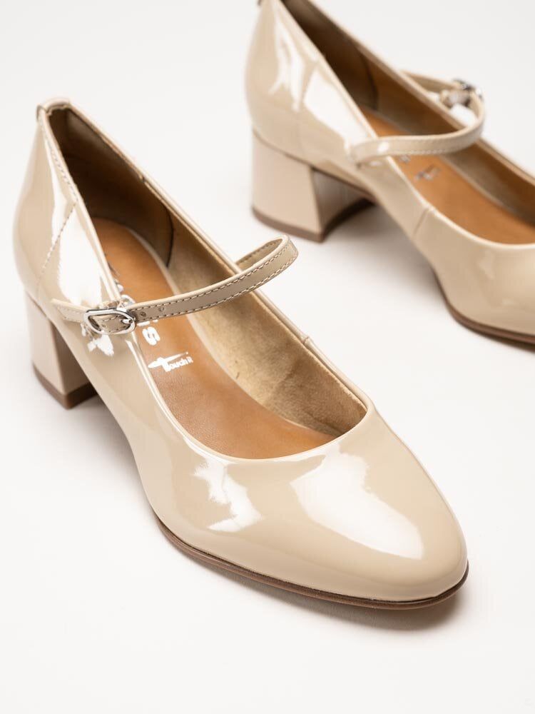 Tamaris - Beige pumps i syntetlack
