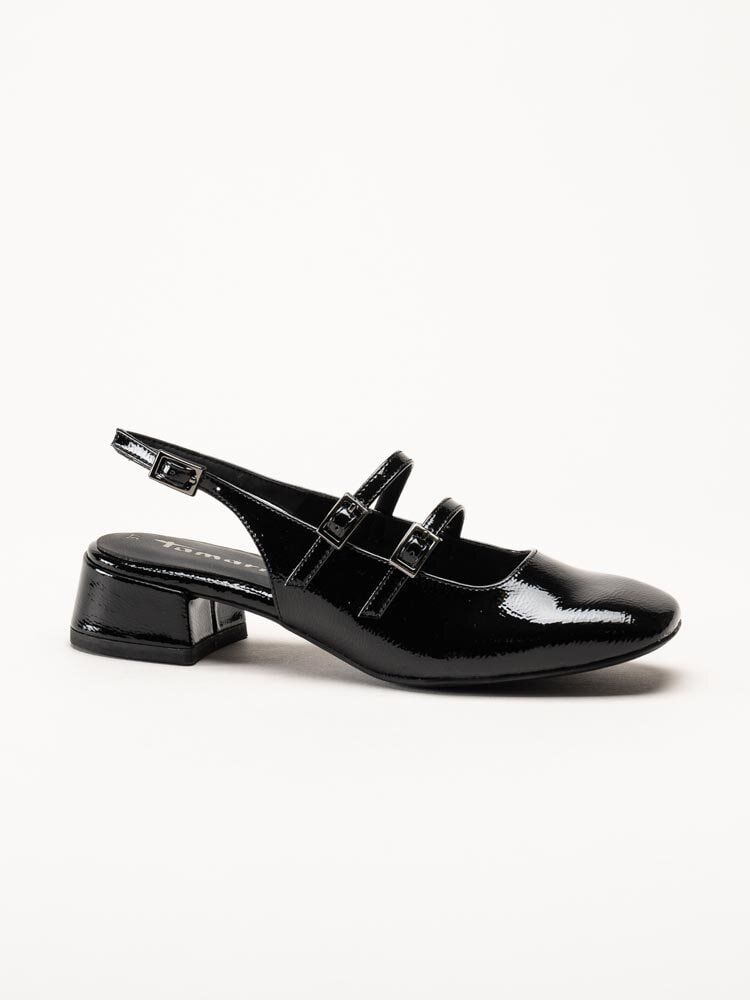 Tamaris - Svarta slingback pumps i lack