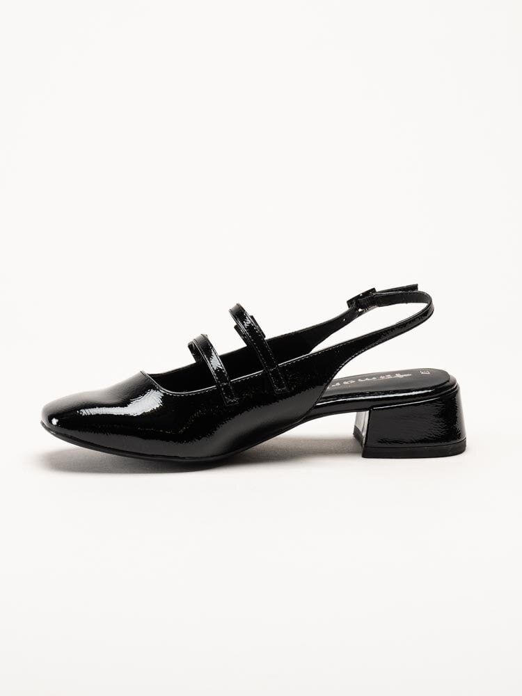 Tamaris - Svarta slingback pumps i lack