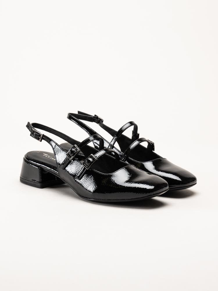 Tamaris - Svarta slingback pumps i lack