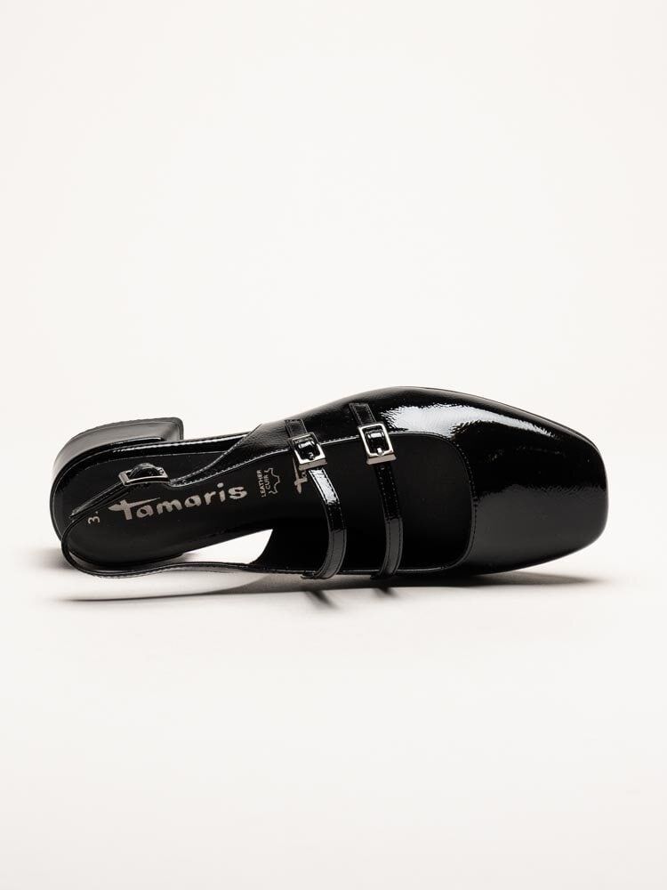 Tamaris - Svarta slingback pumps i lack