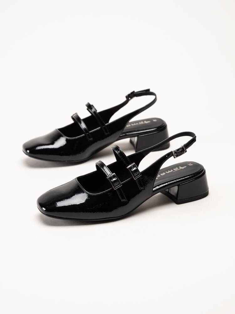 Tamaris - Svarta slingback pumps i lack