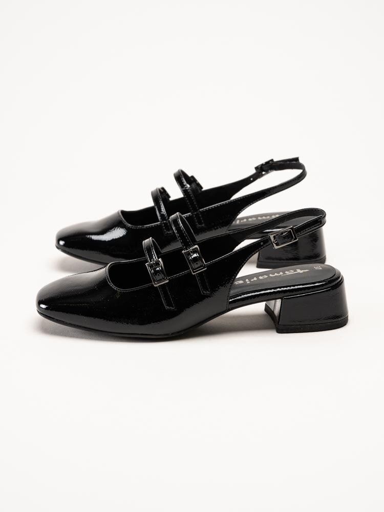 Tamaris - Svarta slingback pumps i lack