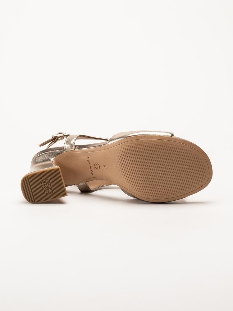 Tamaris - Guldiga sandaletter i skinn
