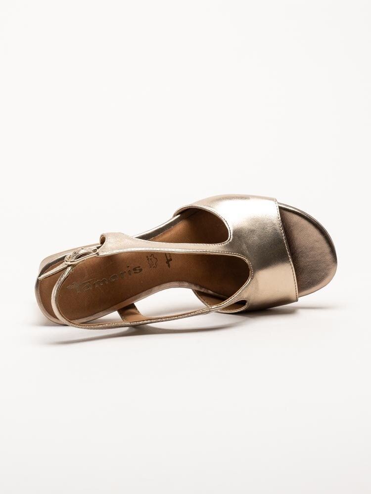 Tamaris - Guldiga sandaletter i skinn