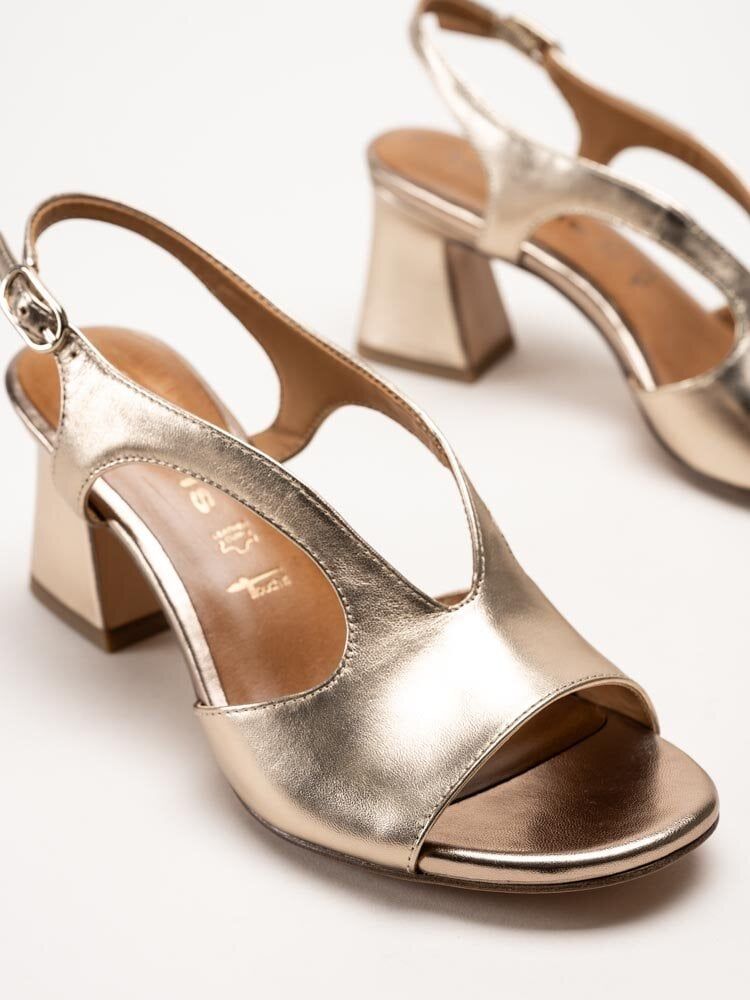 Tamaris - Guldiga sandaletter i skinn