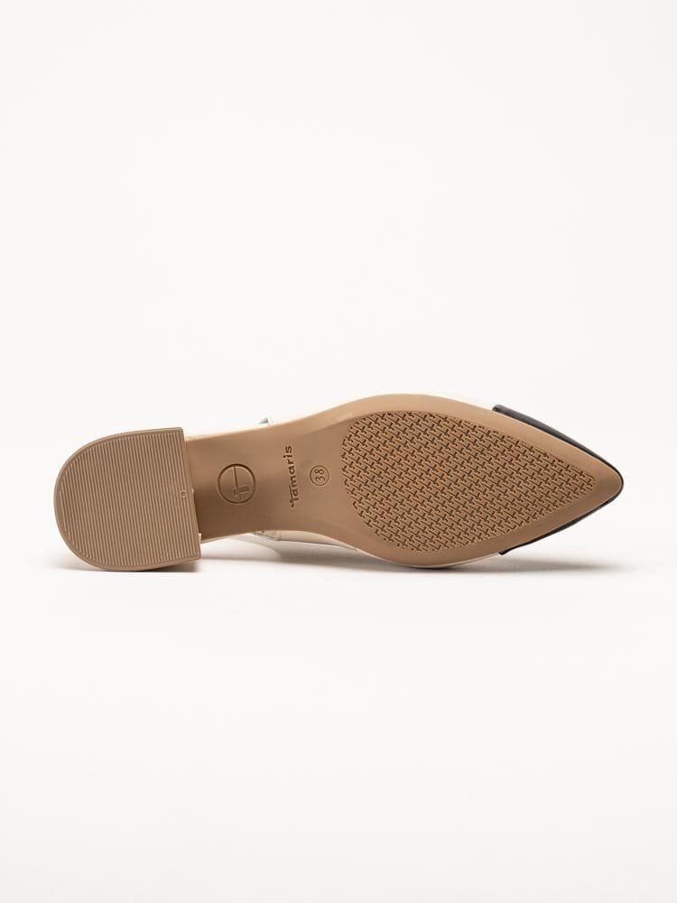 Tamaris - Off white slingback pumps i skinn