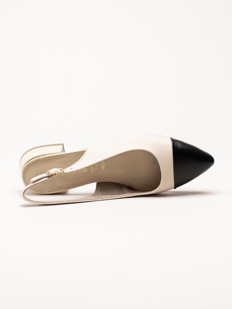 Tamaris - Off white slingback pumps i skinn