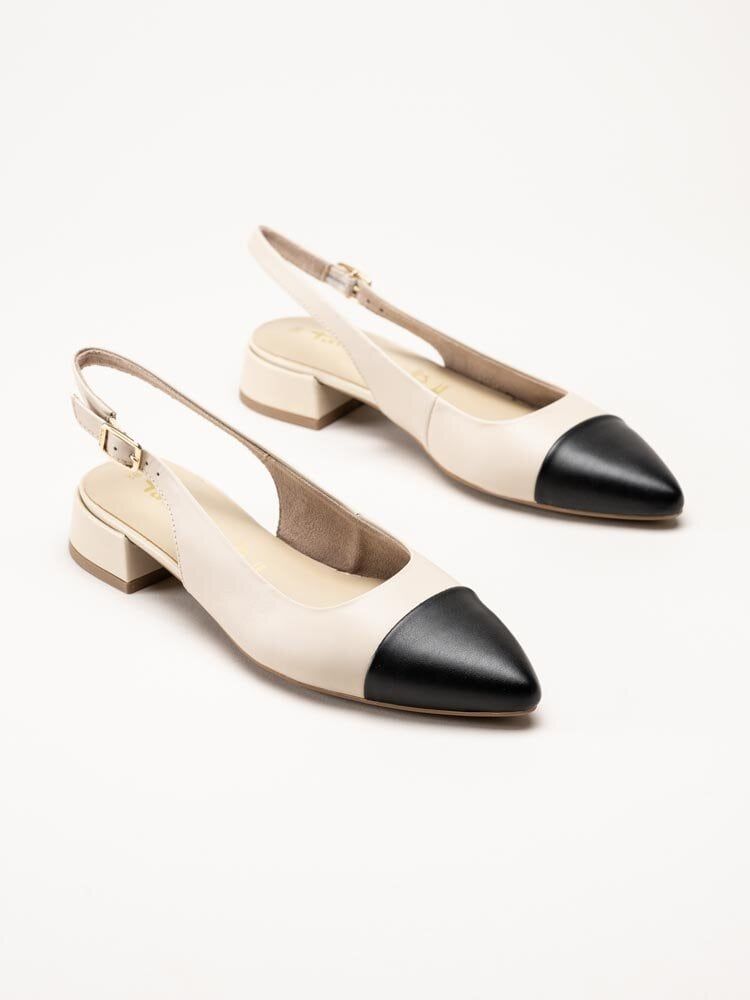 Tamaris - Off white slingback pumps i skinn