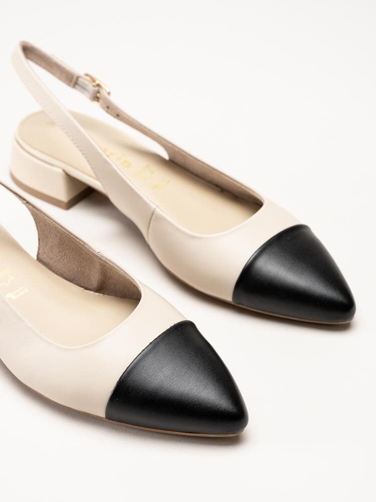 Tamaris - Off white slingback pumps i skinn