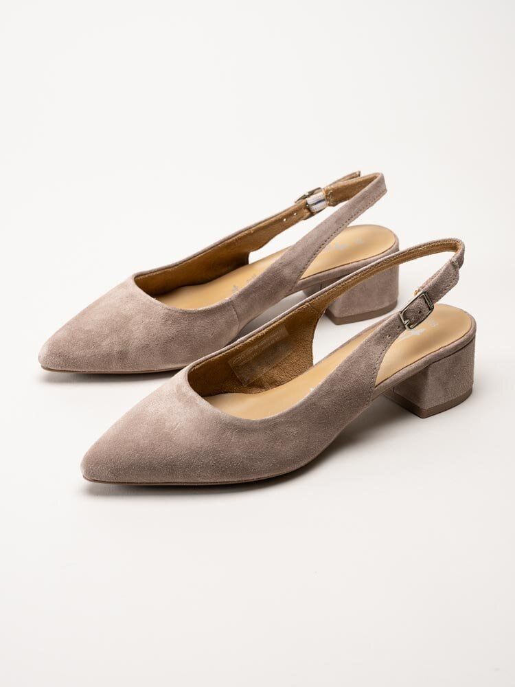 Tamaris - Beige slingback pumps i mocka