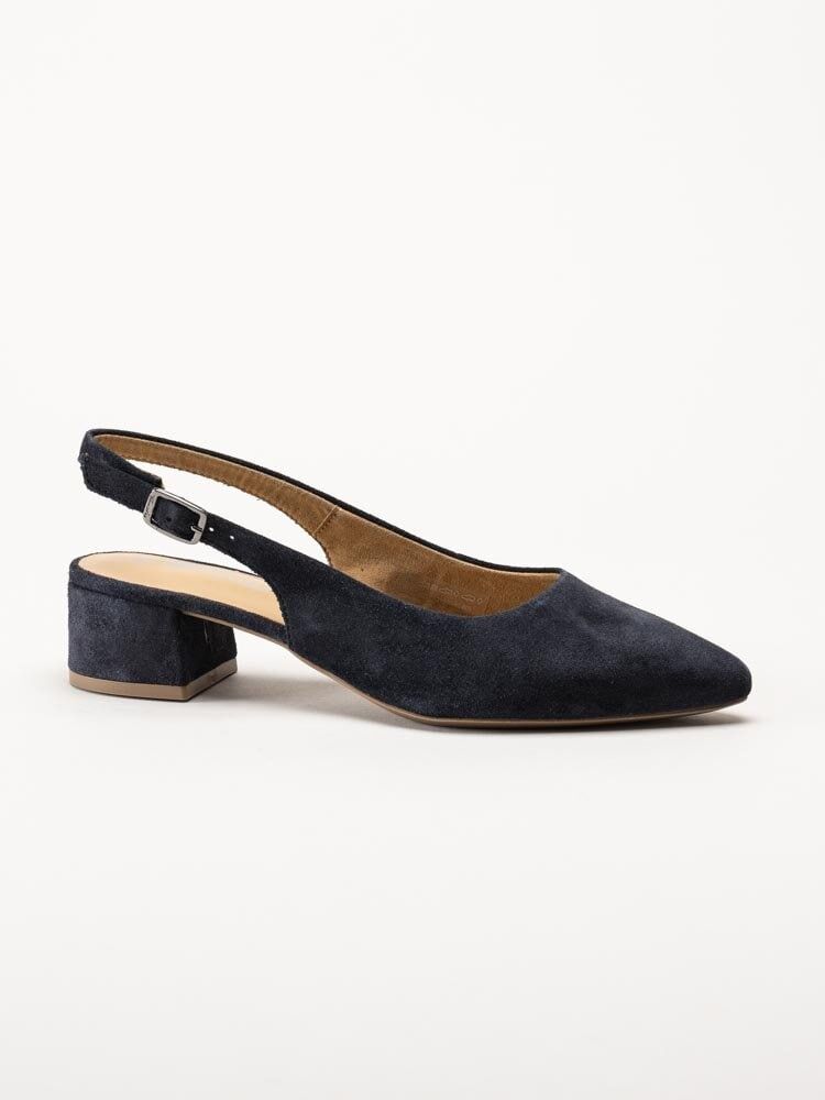 Tamaris - Mörkblå slingback pumps i mocka
