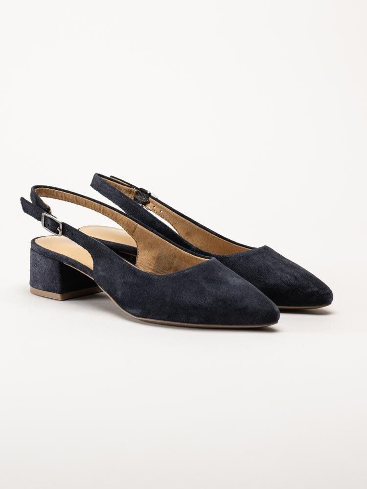 Tamaris - Mörkblå slingback pumps i mocka