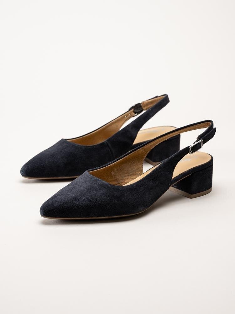 Tamaris - Mörkblå slingback pumps i mocka