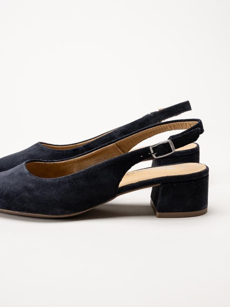 Tamaris - Mörkblå slingback pumps i mocka