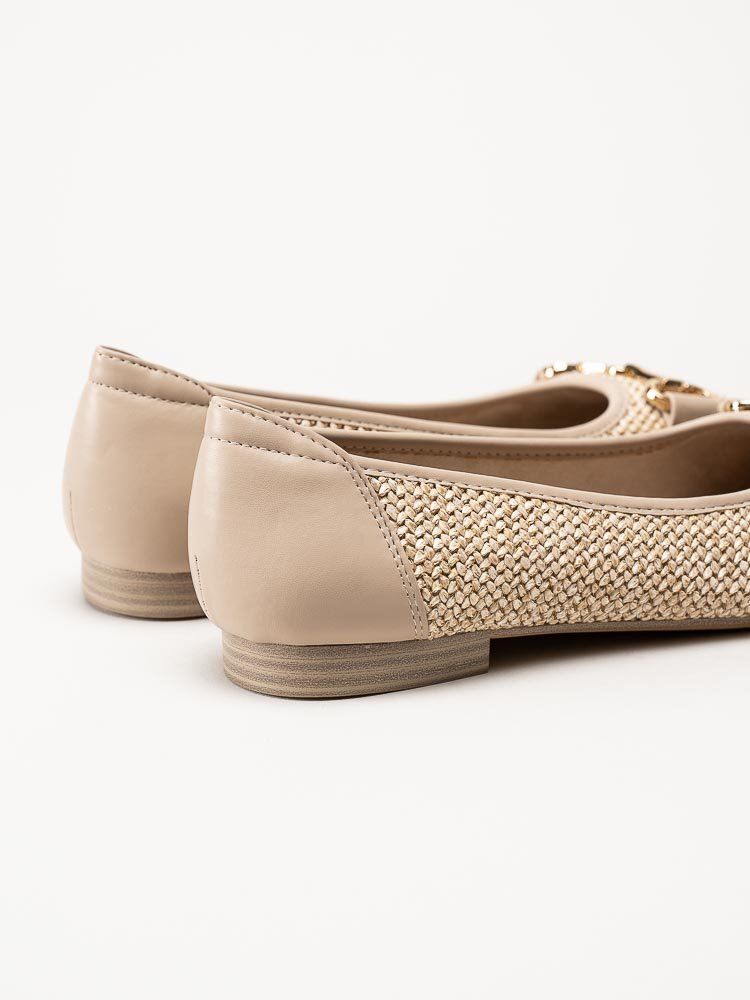 Tamaris - Ljusbeige ballerinaskor i vävd textil