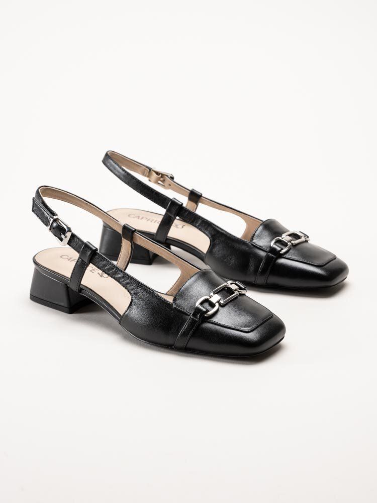 Caprice - Svarta slingback pumps i skinn