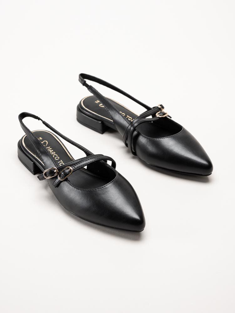Marco Tozzi - Svarta slingback pumps i skinnimitation